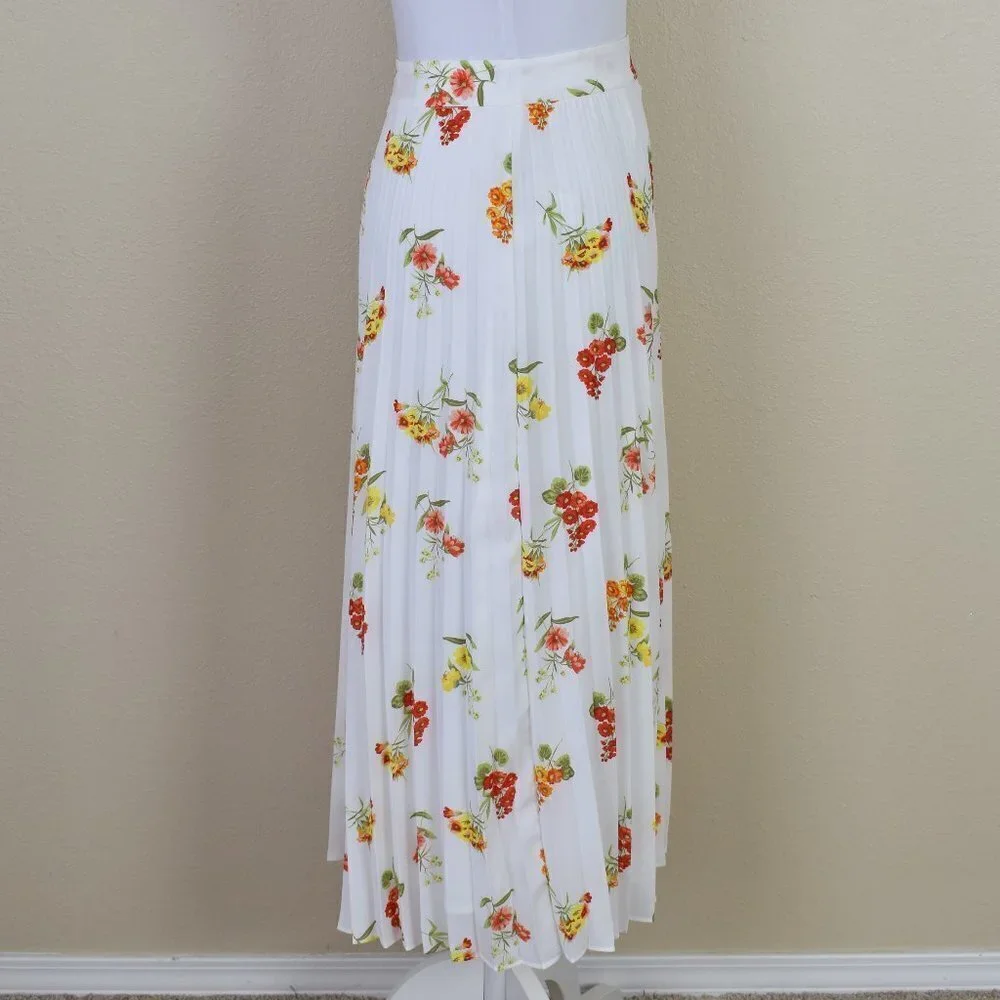 LOFT Pleated Floral Midi Skirt 8 - Picture 6 of 7